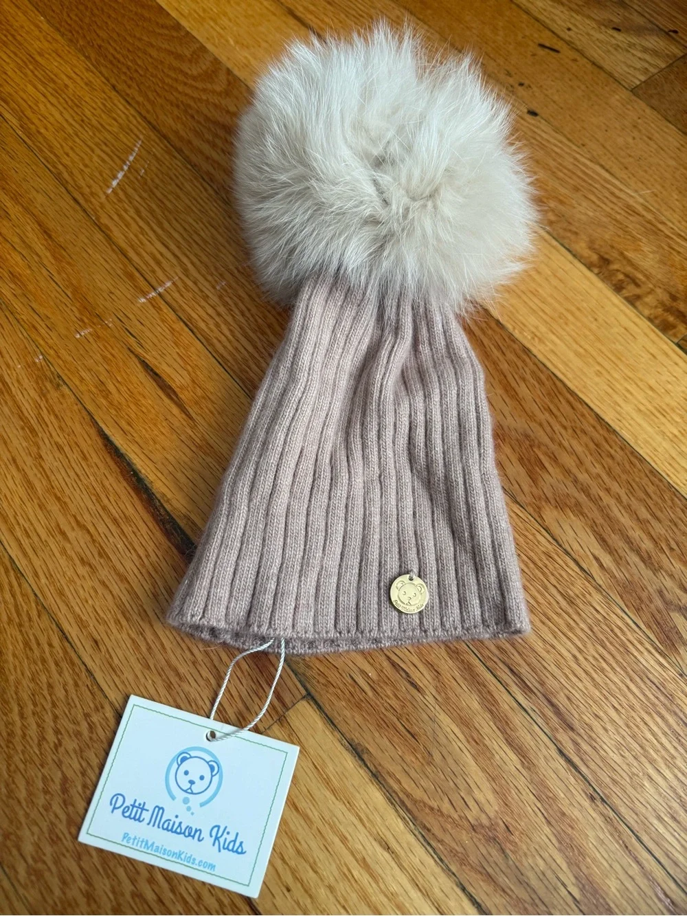 Cream Pom Pom Ribbed Beanie